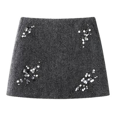 钉珠宽松针织开衫女套装