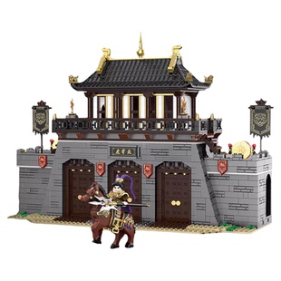 迪库积木儿童益智拼装吕布虎牢关模型玩具男孩子三国主城拼图礼物