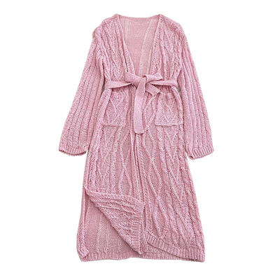 中长款开叉针织开衫外套上衣