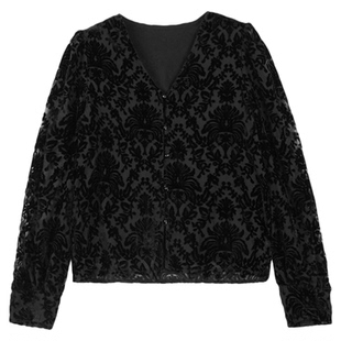 利达 NEW DADADA【丝绒藤蔓花】时尚休闲修身气质开衫上衣SUZ2242