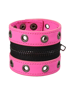 粉y2k铆钉拉链手环朋克皮pu手链