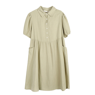 快乐屋哺乳连衣裙通勤宽松天丝麻大码孕妇衬衫裙夏季外出喂奶潮妈