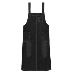 2025秋裙新款加大码百搭宽松开叉背带连衣裙中长款牛仔吊带裙潮裙