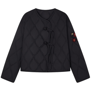TeenieWeenie小熊女装绗缝棉服秋冬款优雅甜美粉色俏皮短款外套