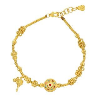 潮宏基臻金八宝罗盘黄金手链足金手串手饰古法盘缠金鎏彩礼物 卟