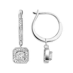 WithLove 白金18K彩金公主方钻石耳钉耳环优雅轻奢百搭耳坠真钻女
