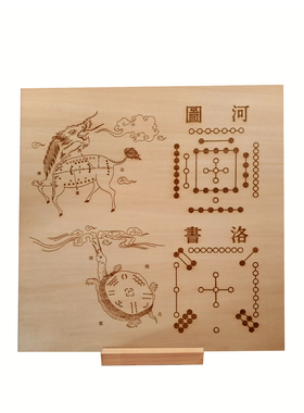 龙马负图神龟负书实木摆件屏风