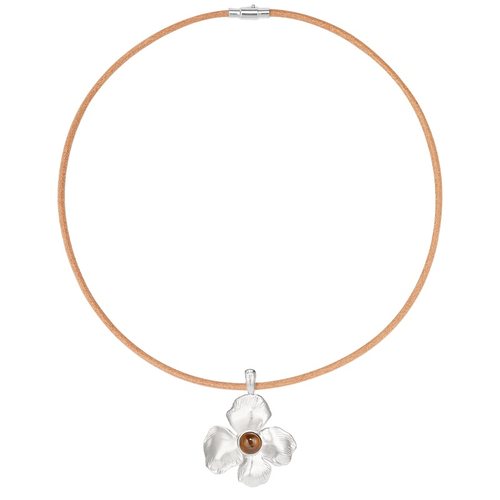 【官方立享88折】Neverfar花叙系列鸢尾花皮绳项链女款气质高级