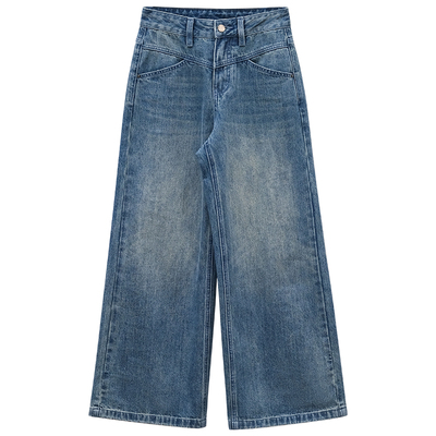 小个子直筒阔腿牛仔裤显瘦女春新