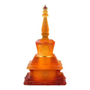 黄色古法琉璃菩提塔摆件密宗供奉塔禅意客厅琉璃舍利塔大号