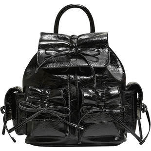 TATA他她书包2026春季背包简约双肩包黑色女生通勤小书包X3560AX6