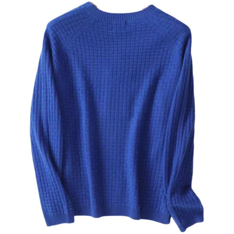 鹿王女士圆领山羊绒衫秋冬季保暖纯色百搭插肩袖新款打底时尚毛衣