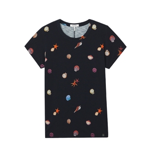 IT rag & bone女装圆领短袖T恤新款时尚趣味海洋元素图案装饰上衣