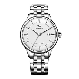 天王表昆仑系列散珠钢带商务防水大三针自动机械手表男51134