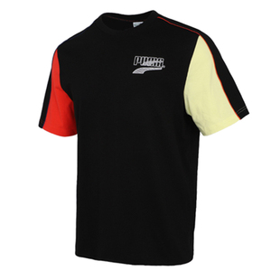 彪马短袖男装T恤衫2026新款拼接黑色运动服体恤透气上衣532705-01