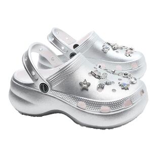 星期六厚底洞洞鞋女士夏季新款休闲凉鞋沙滩鞋透气增高防滑凉拖鞋