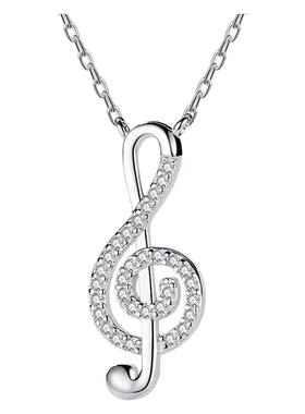 S925银新款莫桑石音符项链