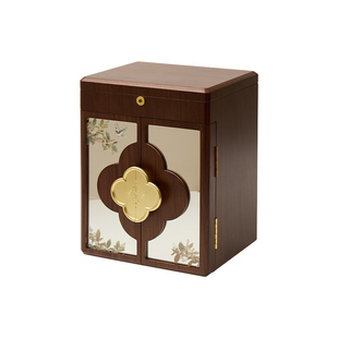 梵瀚 木质带锁首饰盒轻奢复古结婚新年礼物黄金珠宝饰品收纳盒