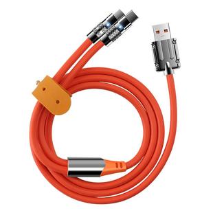 加长一拖二数据线机客二合一闪充电线适用华为苹果TC车载通用双头