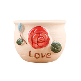 多肉花盆陶瓷圆形简约创意个性透气室内家用小绿植盆栽摆件带托盘