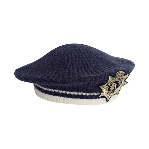 ARTE PURA2025秋冬新款藏青色撞色学院毛织贝蕾帽显脸小洋气帽子