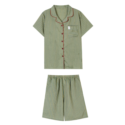 条纹短袖睡衣薄款休闲短裤家居服