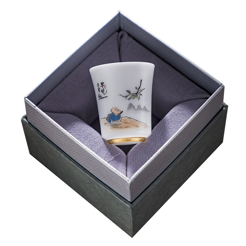 素烧冰种玉瓷凤羽杯主人杯