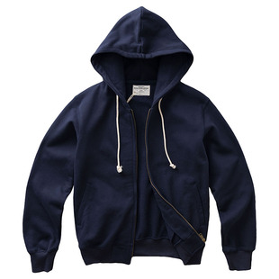 重磅500g加绒连帽开衫卫衣男秋季美式复古加厚纯棉纯色拉链外套男