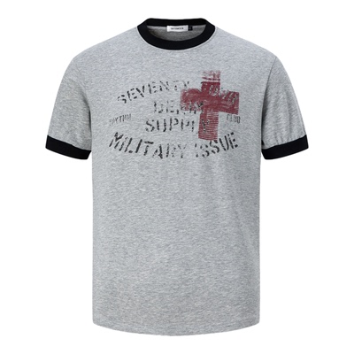 EVC复古军事风做旧撞色短袖T恤