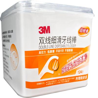 3M双线薄荷牙线棒不伤牙龈