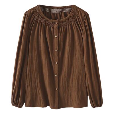 长袖衬衫大码秋季宽松单排扣上衣