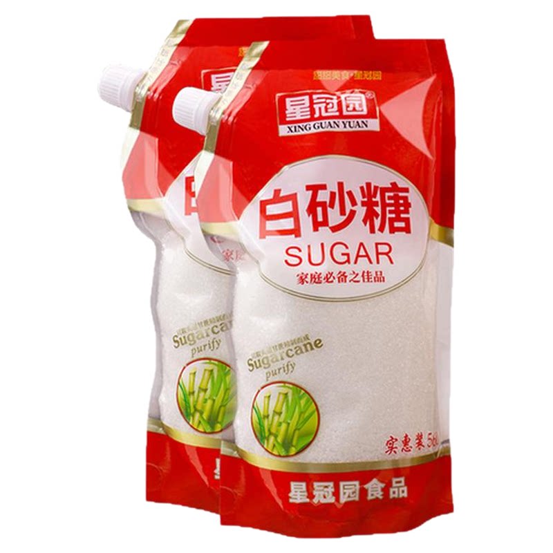 星冠园云南甘蔗白砂糖500g袋装