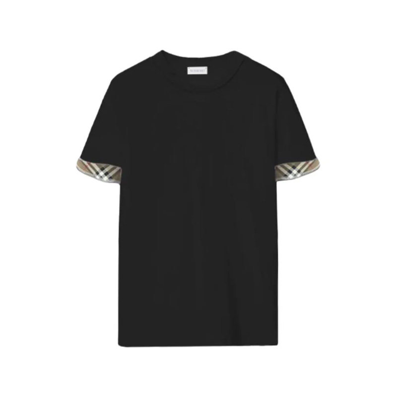 【自营】BURBERRY/博柏利夏季女士拼色格纹圆领短袖T恤81042911