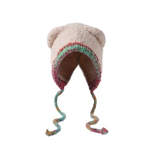 2025新款可爱小熊耳朵针织毛线帽女毛绒帽子秋冬季保暖护耳大头围