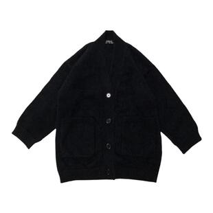 MilkyCoast 黑色水貂绒毛衣外套女设计感厚重宽松慵懒风针织开衫