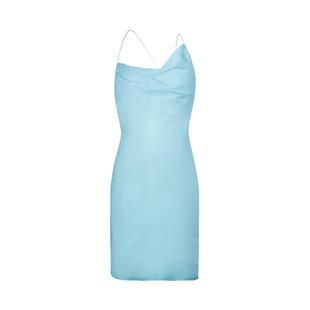 OceanMystery新款秋冬浅蓝色丝光沙滩裙短款舒适亲肤吊带睡裙子女