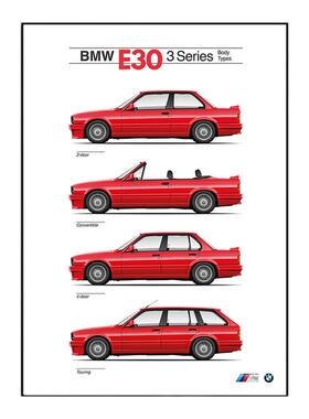 宝马BMW挂画E30海报3系