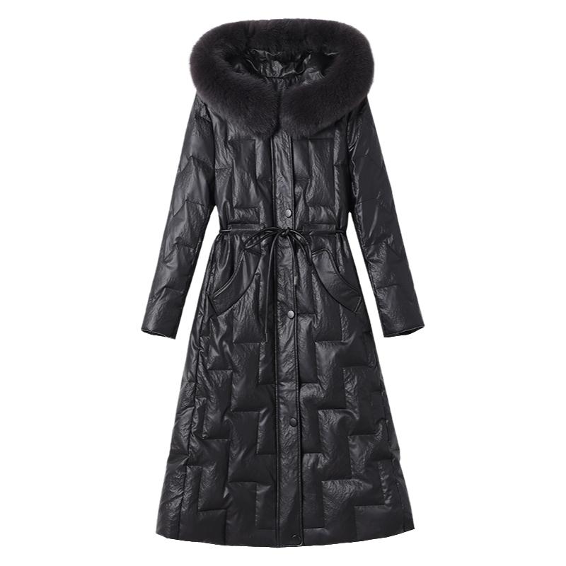 皮羽绒服女长款2024冬女式新款抗寒保暖狐狸毛大毛领连帽皮草外套