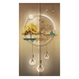 中式轻奢麋鹿长款门帘玄关厕所遮挡帘厨房卫生间隔断帘卧室挂布帘