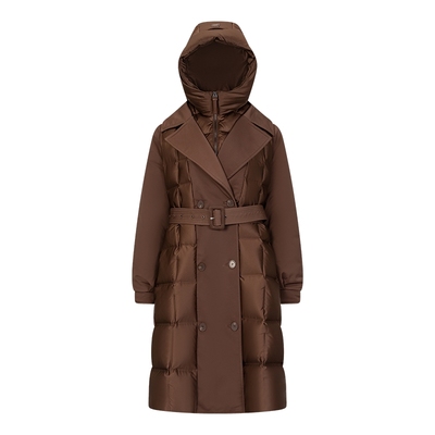 艾莱依假两件式连帽高端鹅绒服