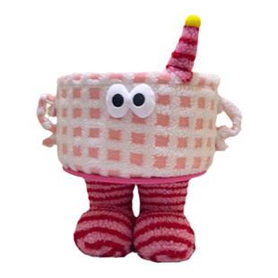 玩偶礼物储物卡通编织客厅书房桌面茶几收纳整理筐箱篮带脚小怪兽