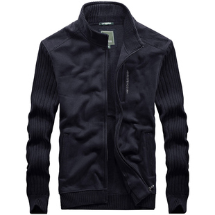 AK秋冬季立领开衫毛衣男针织外套加厚加绒宽松青年休闲保暖卫衣