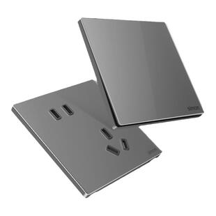 西蒙超薄开关插座i6Air铂晶一开五孔16A面板家用86型暗装灰旗舰店