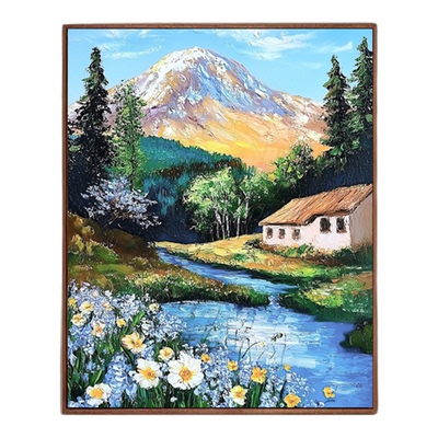 原创|《日照雪山》中古手绘油画