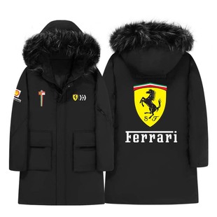 Ferrari法拉利F1比赛服周边可定制logo宽松保暖中长款羽绒外套男