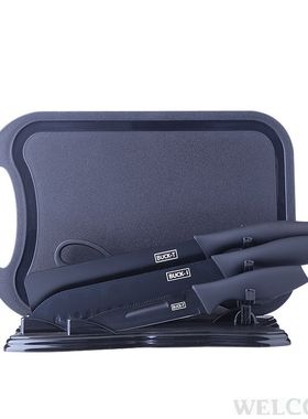 Black steel kitchen knife cutting board set Kitchen