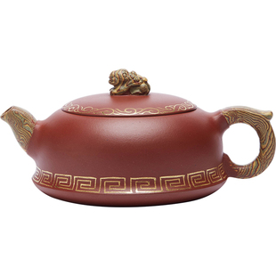 宜兴纯全手工紫砂壶名家正宗柱础壶大红袍绞泥紫沙泡茶壶单壶茶具
