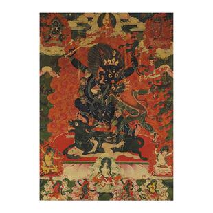 藏传唐卡外成就法王图轴道释人物绘画装饰打印高清微喷玄关装饰画