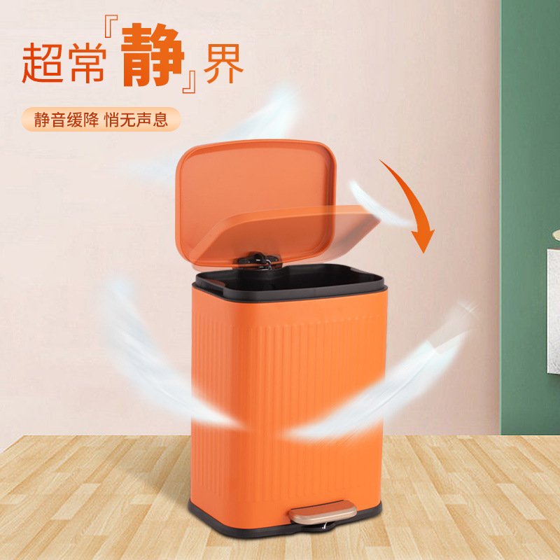 不锈钢垃圾桶带盖厨房卫生间脚踏式厕所大容量开合多色可选