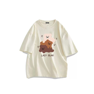 纯棉短袖睡衣女夏季单件上衣带胸垫t恤大码200斤宽松可爱卡通薄款